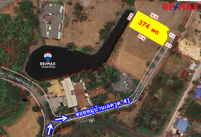 ขายที่ดินเพื่อสร้างบ้าน ถนนบางนา-ตราด กม.18 สนามกอล์ฟเลควูดคันทรี คลับ 374 ตรว. ราคาถูกที่สุด
